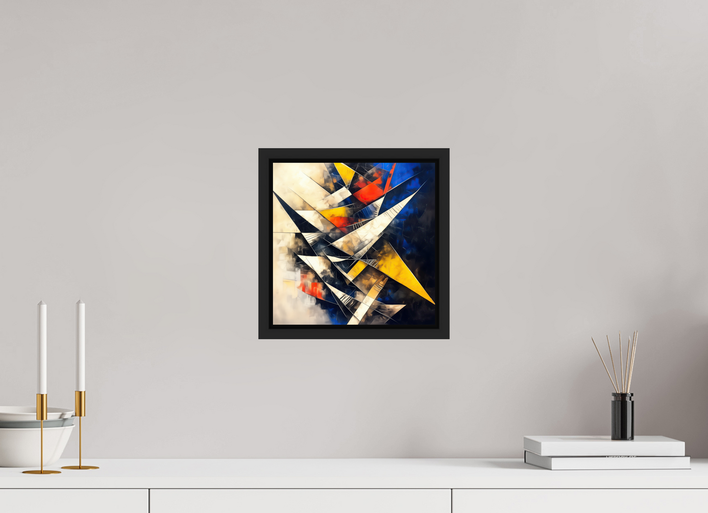 10 x 10″, Fine Art Print on Aluminum Dibond with Boarder Abstract Triangles