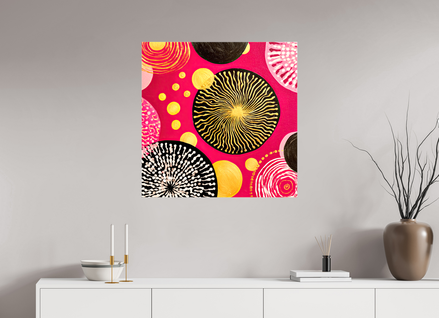 30 x 30″, Glossy Canvas Spores