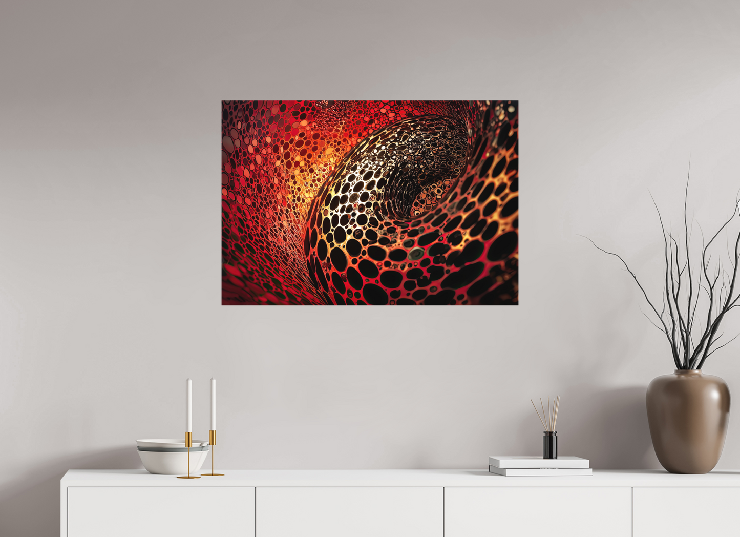 34.8 x 24″, Photo Print on Aluminum Backing Red Leopard