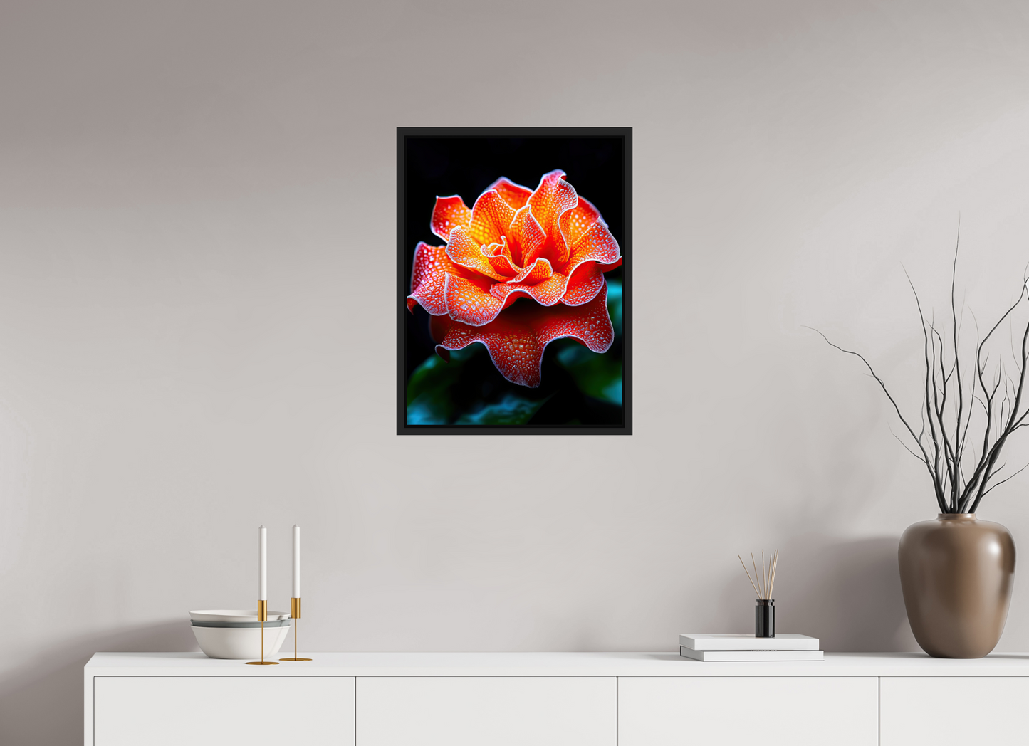 18 x 24″, Fine Art Print on Aluminum Dibond with Boarder Orange Flower