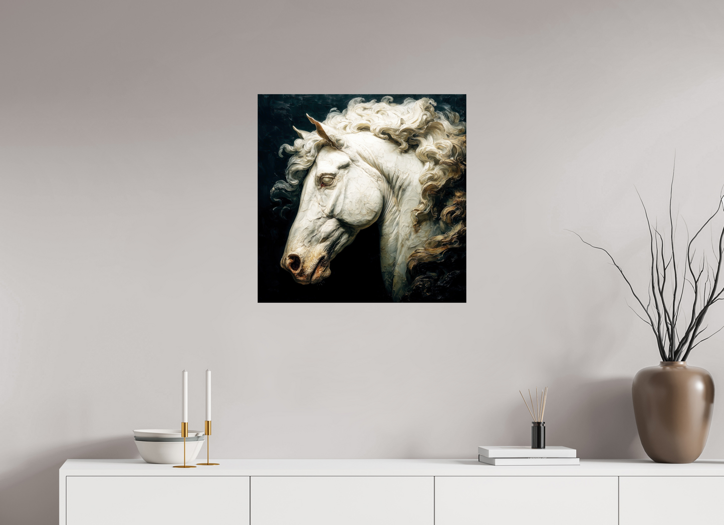 25 x 25″, Fine Art Print On Aluminum Dibond Pale Horse