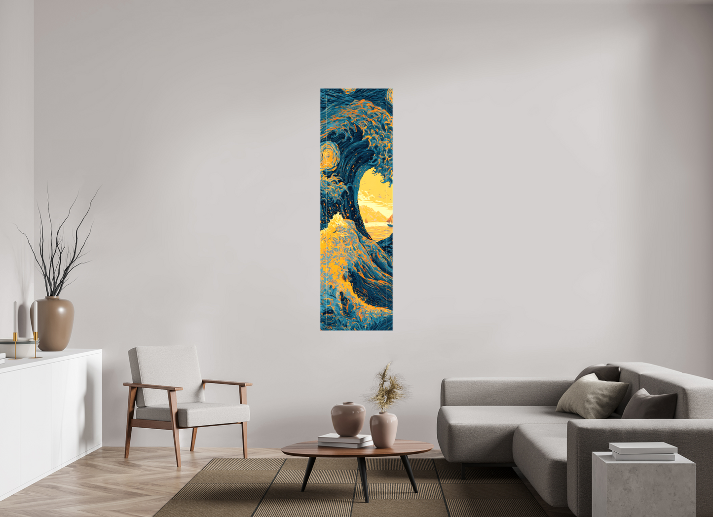 20 x 67.8″, Glossy Canvas Starry Night Tidal Wave