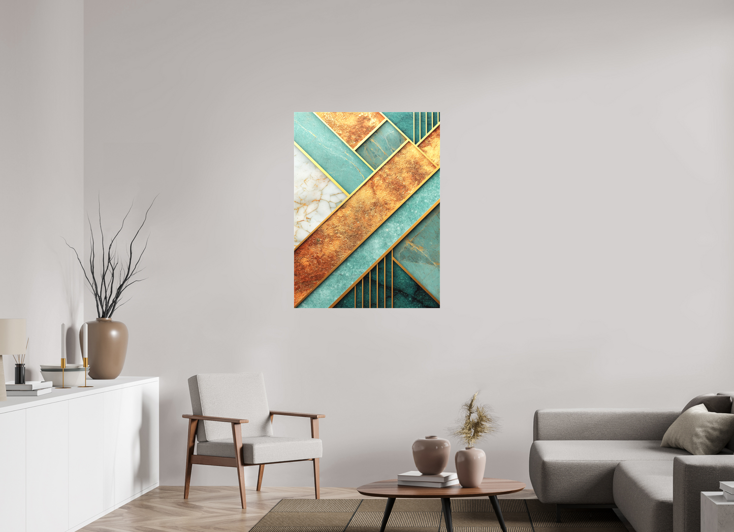 32 x 43.1″, Textile on Canvas Art Deco Atlantis