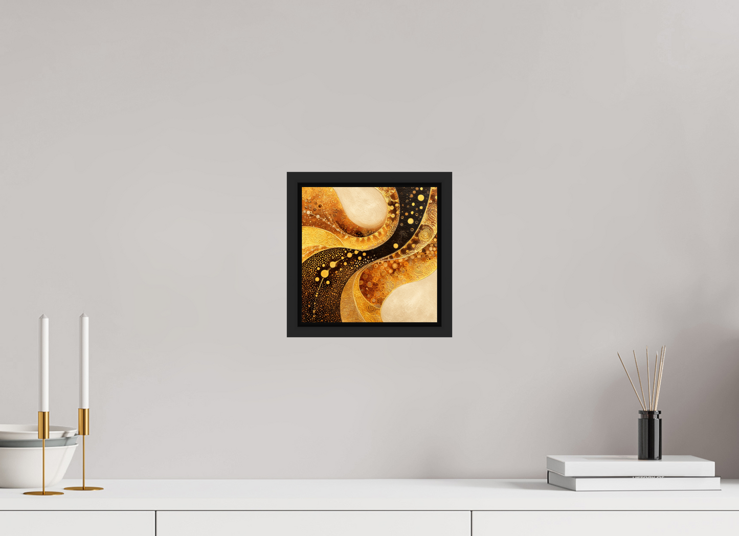 8 x 8″, Fine Art Print on Aluminum Dibond with Boarder Gold Texture Swirl