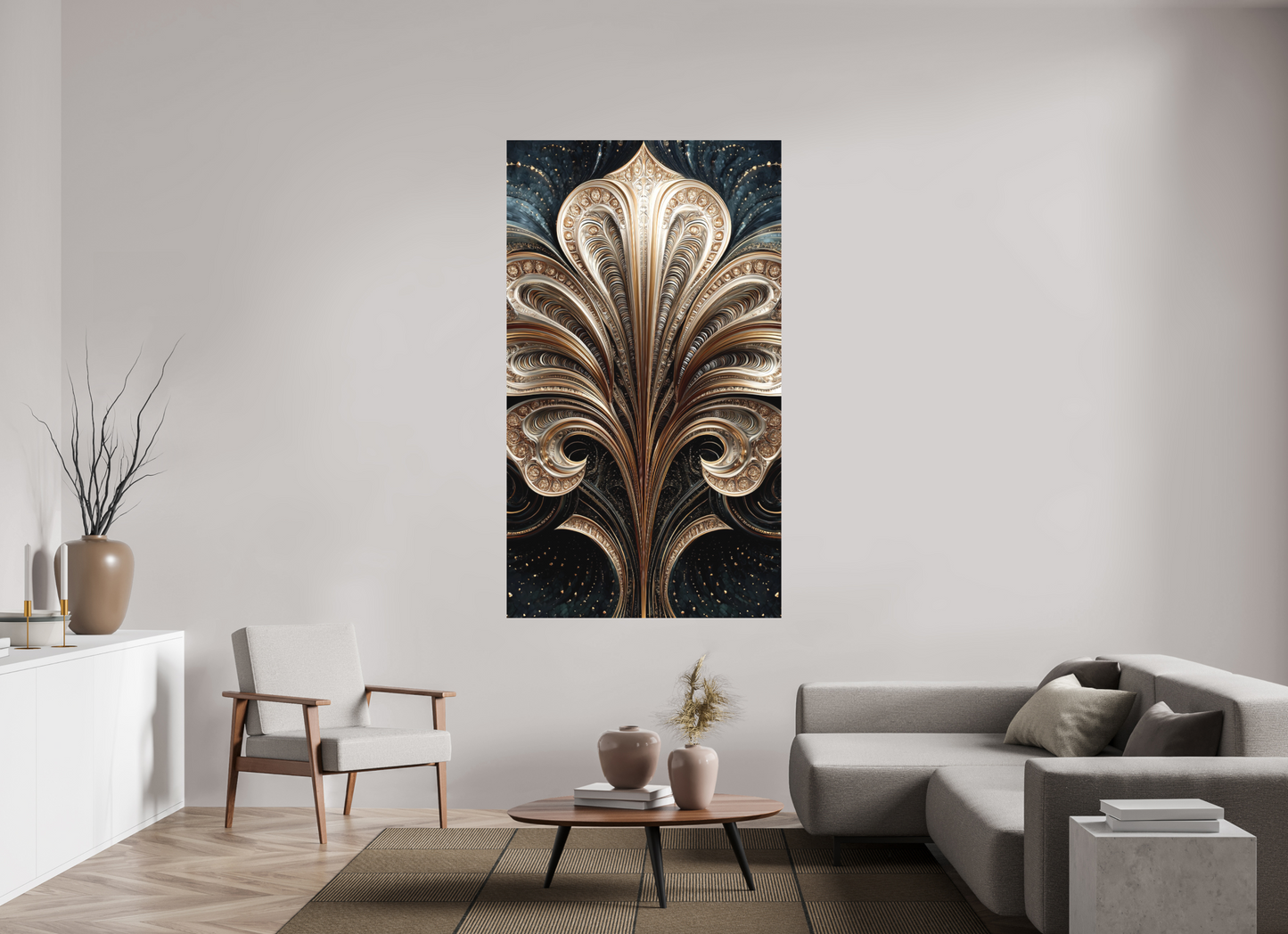 43 x 74.8″, Photo Print on Aluminum Backing Art Deco Abstract Flower 1