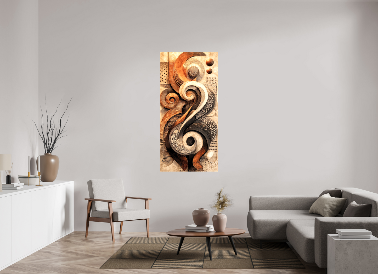 31 x 64.9″, Glossy Canvas Abstract Shapes 2