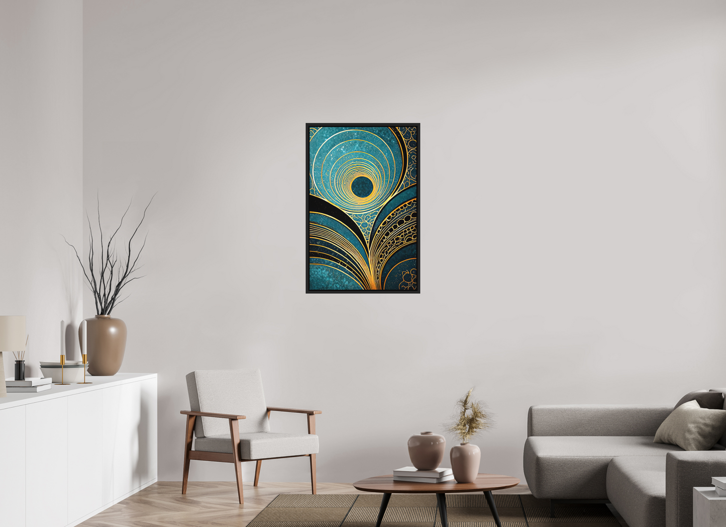 24 x 36.6″, Photo Print on Aluminum Backing with boarder Art Deco Teal 1