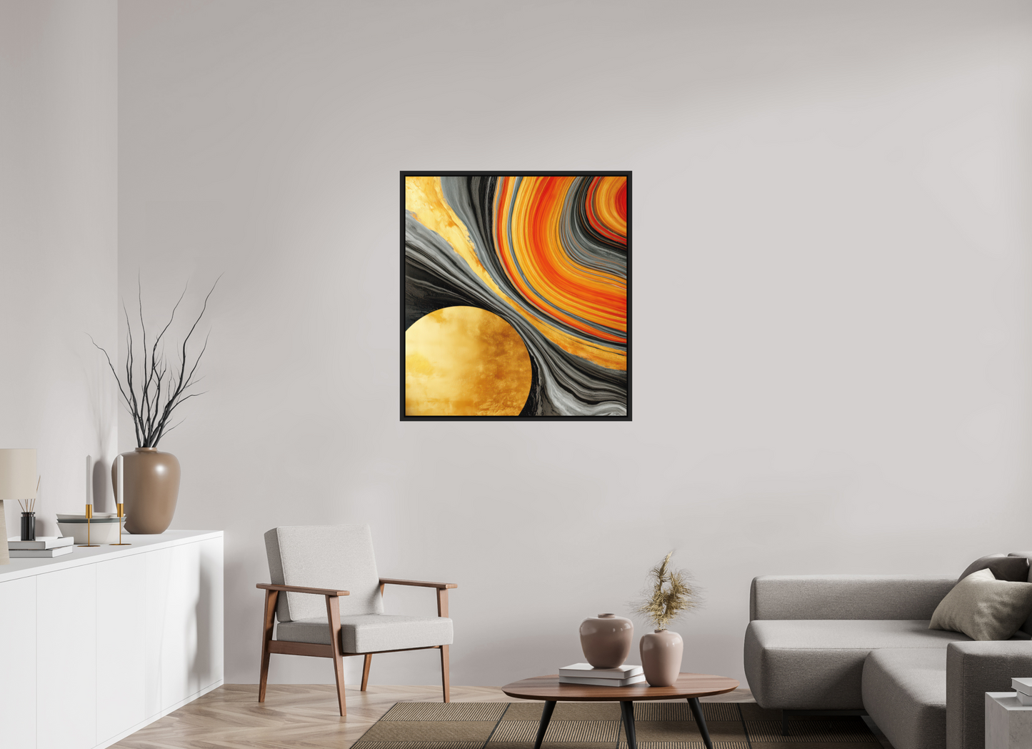 35 x 37.8″, Photo Print on Aluminum Backing with boarder Abstract Gold Geode