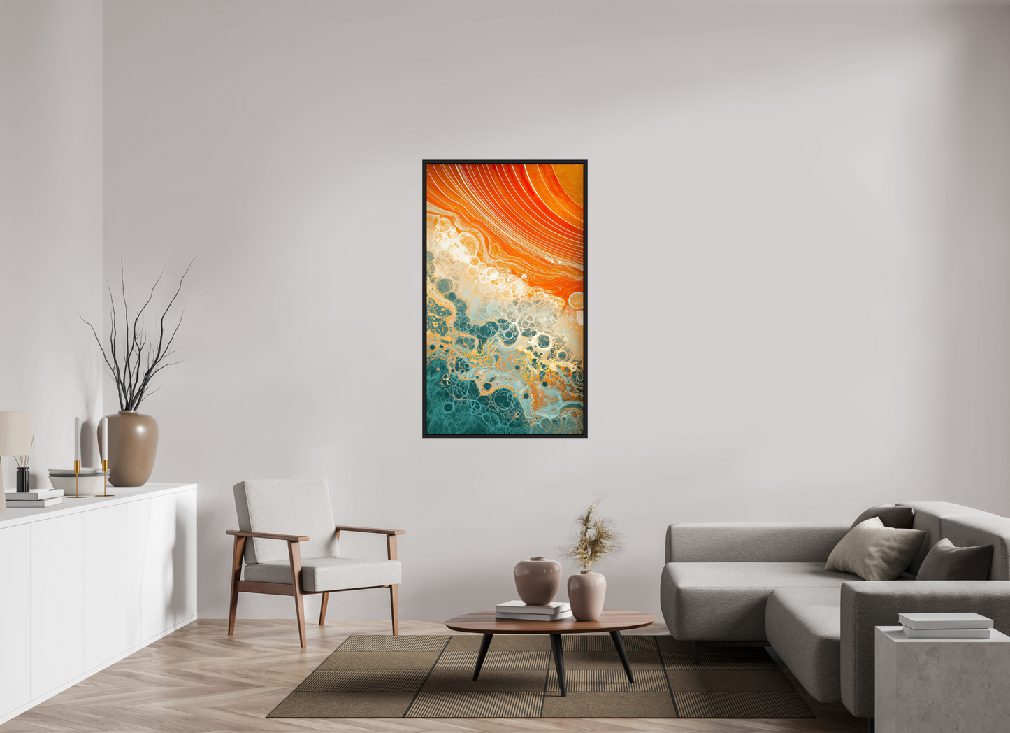 32 x 55″, Fine Art Print on Aluminum Dibond with Boarder Abstract Desert Beach