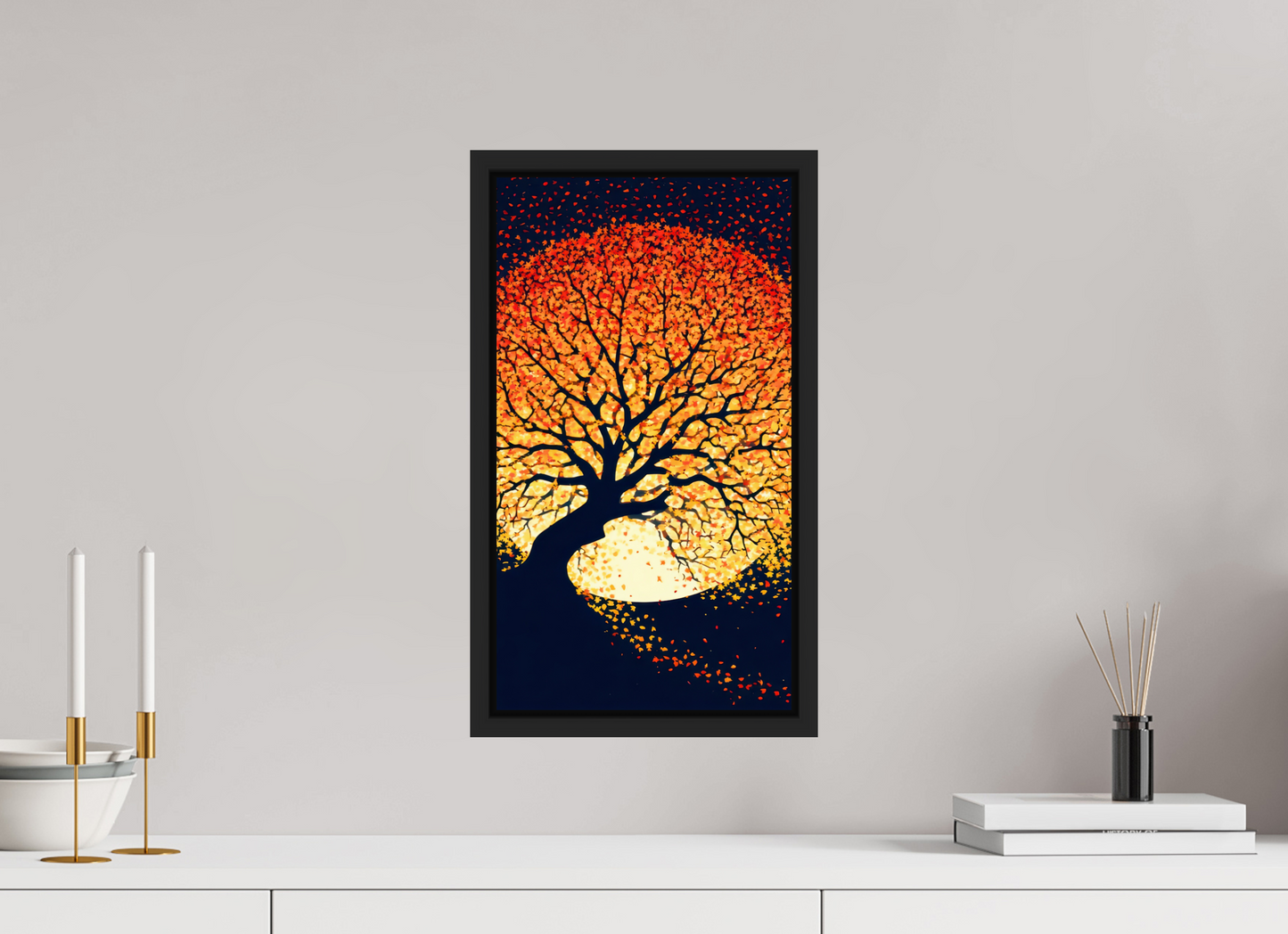 10 x 18.1″, Fine Art Print on Aluminum Dibond with Boarder Autumn Moon