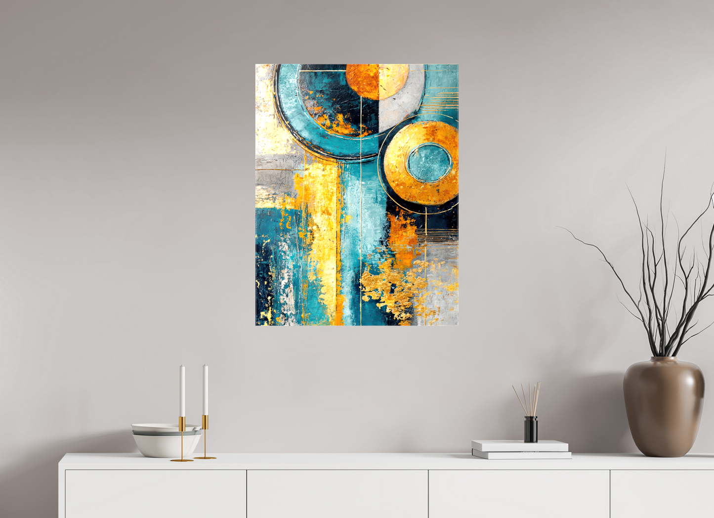 24 x 31″, Glossy Canvas Abstract Gold Paint 3