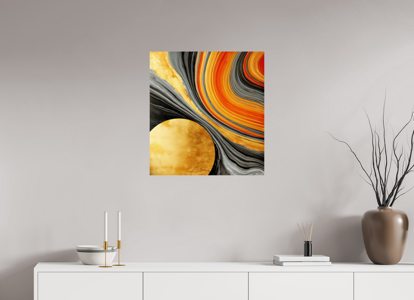24 x 25.9″, Fine Art Print On Aluminum Dibond Abstract Gold Geode