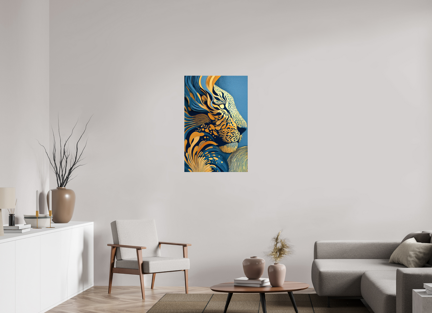 24 x 36.6″, Fine Art Print On Aluminum Dibond Yellow & Blue Cheetah