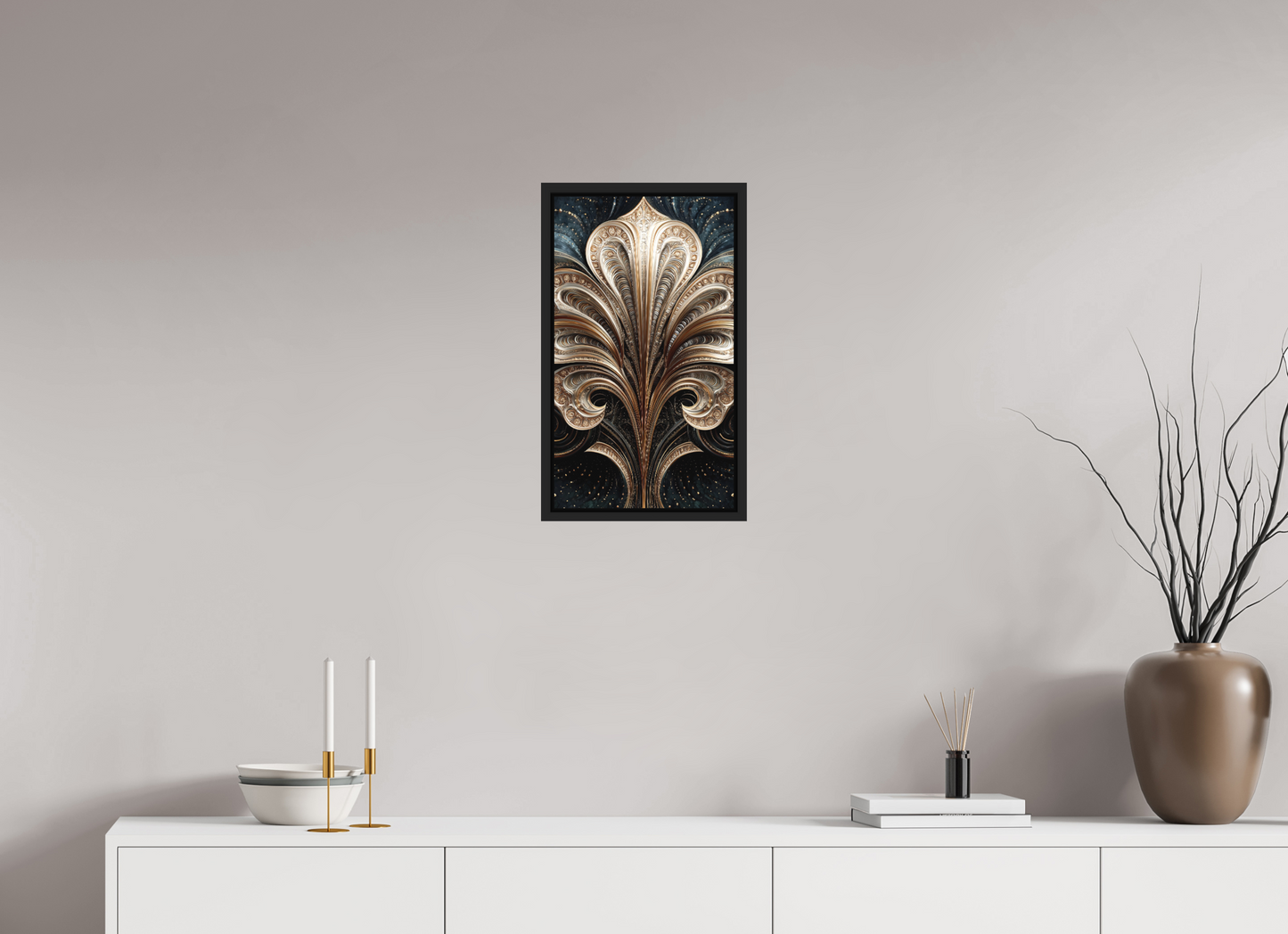 12 x 20.9″, Photo Print on Aluminum Backing with boarder Art Deco Abstract Flower 1
