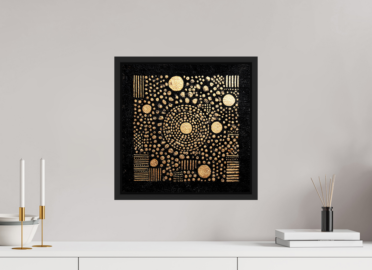 15 x 15″, Fine Art Print on Aluminum Dibond with Boarder Gold QR
