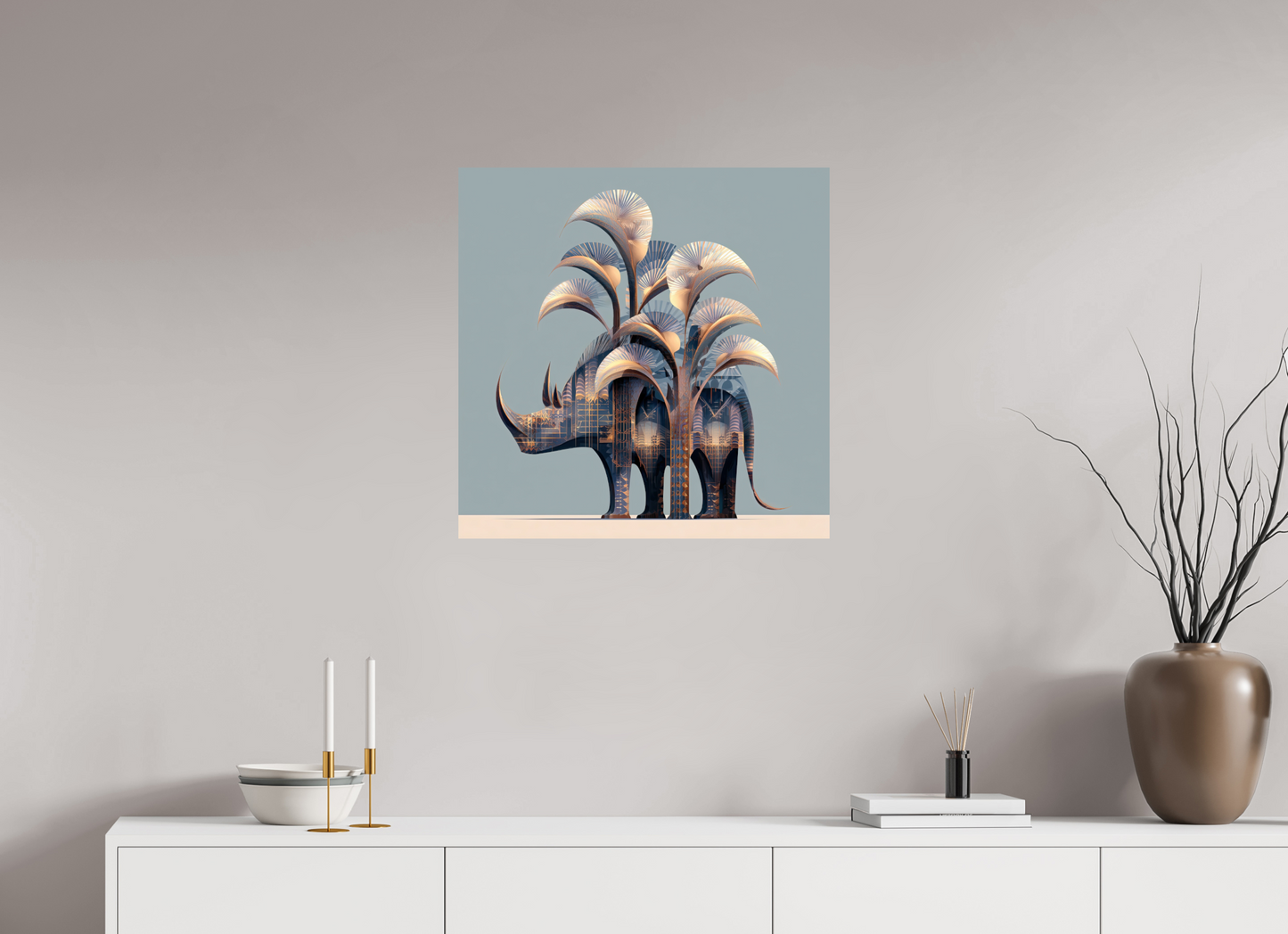 25 x 25″, Fine Art Print On Aluminum Dibond Abstract Rhino