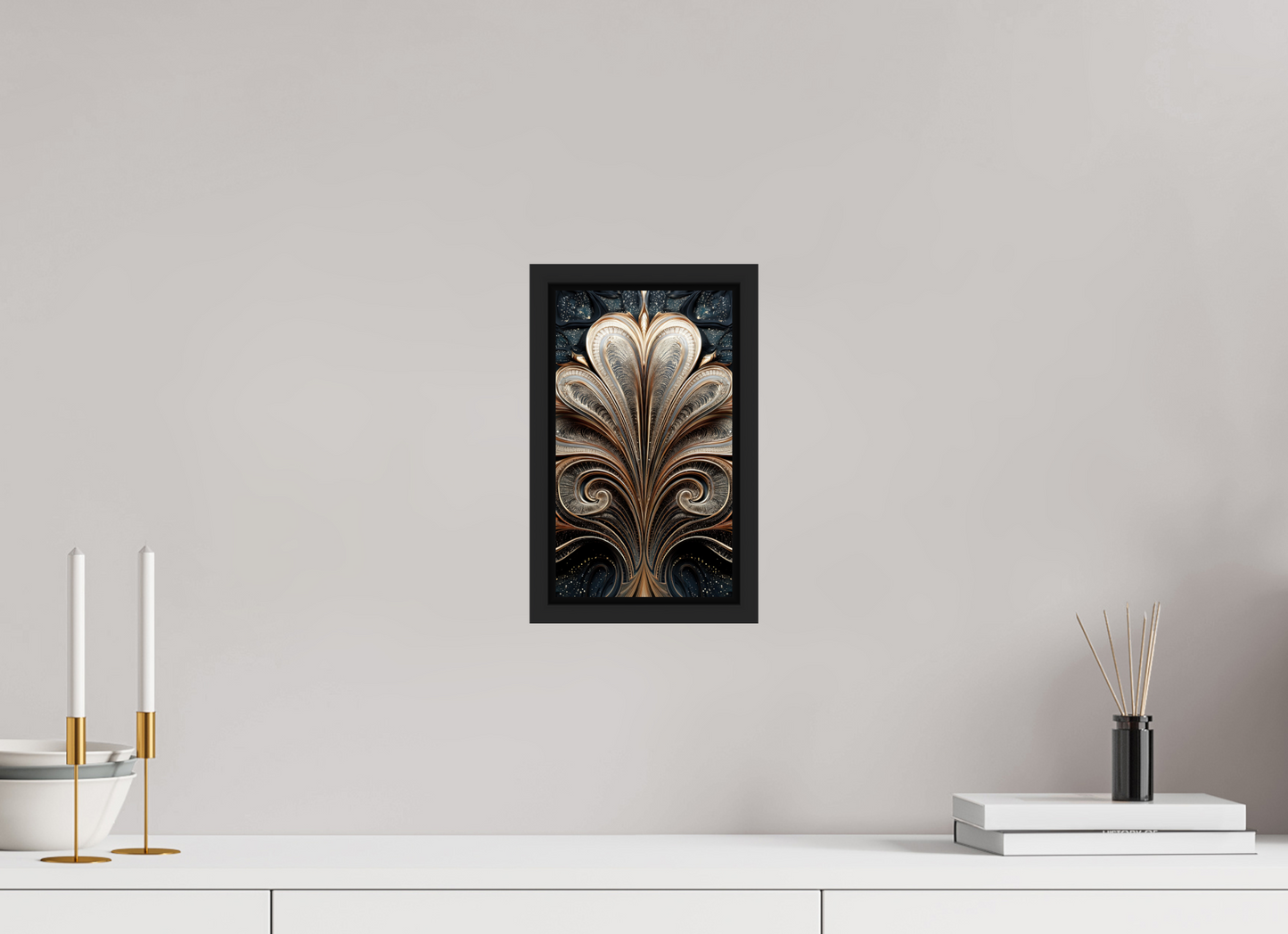 6 x 10.4″, Fine Art Print on Aluminum Dibond with Boarder Art Deco Abstract Flower 4