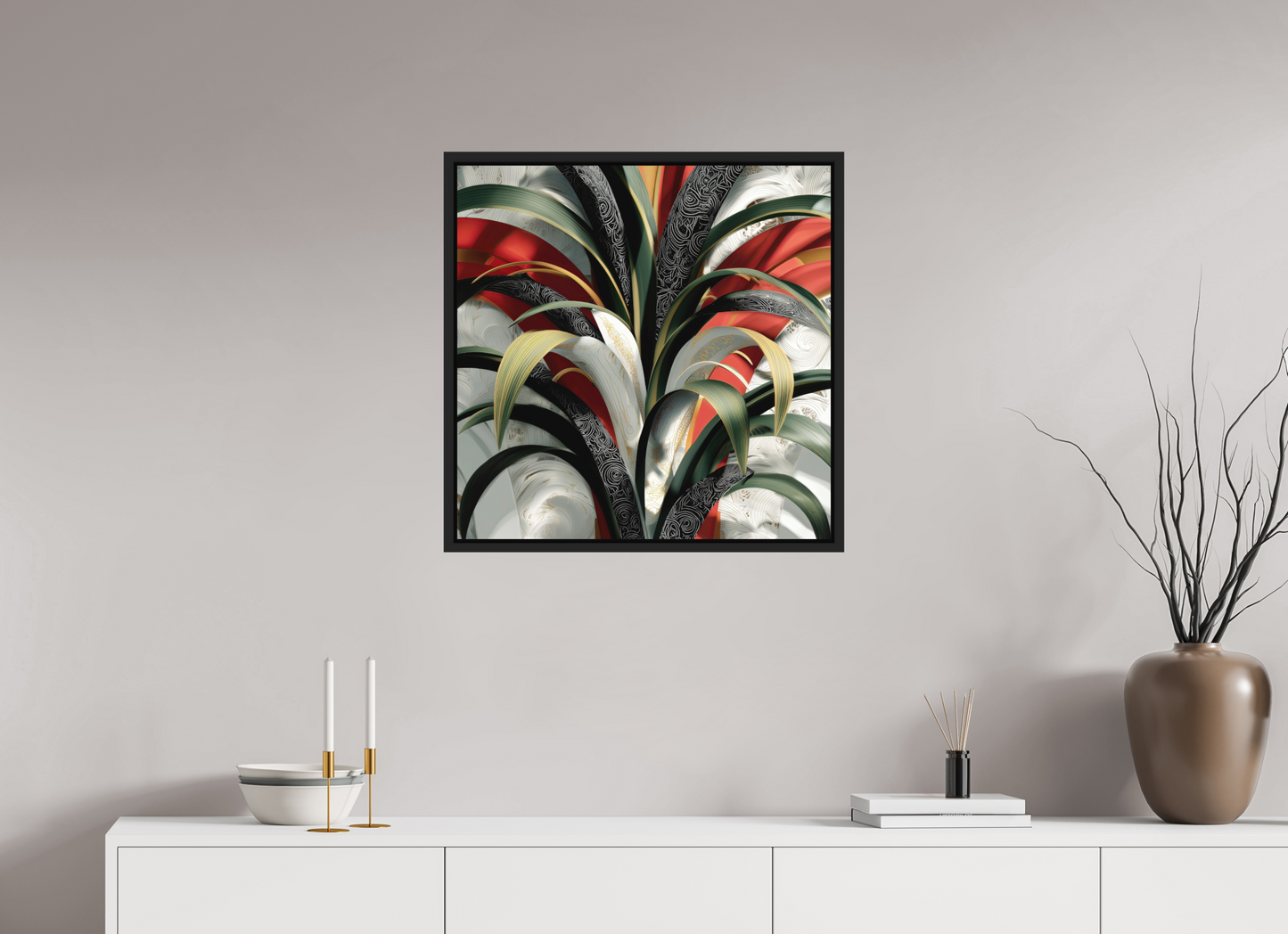 25 x 25″, Photo Print on Aluminum Backing with boarder House Plant