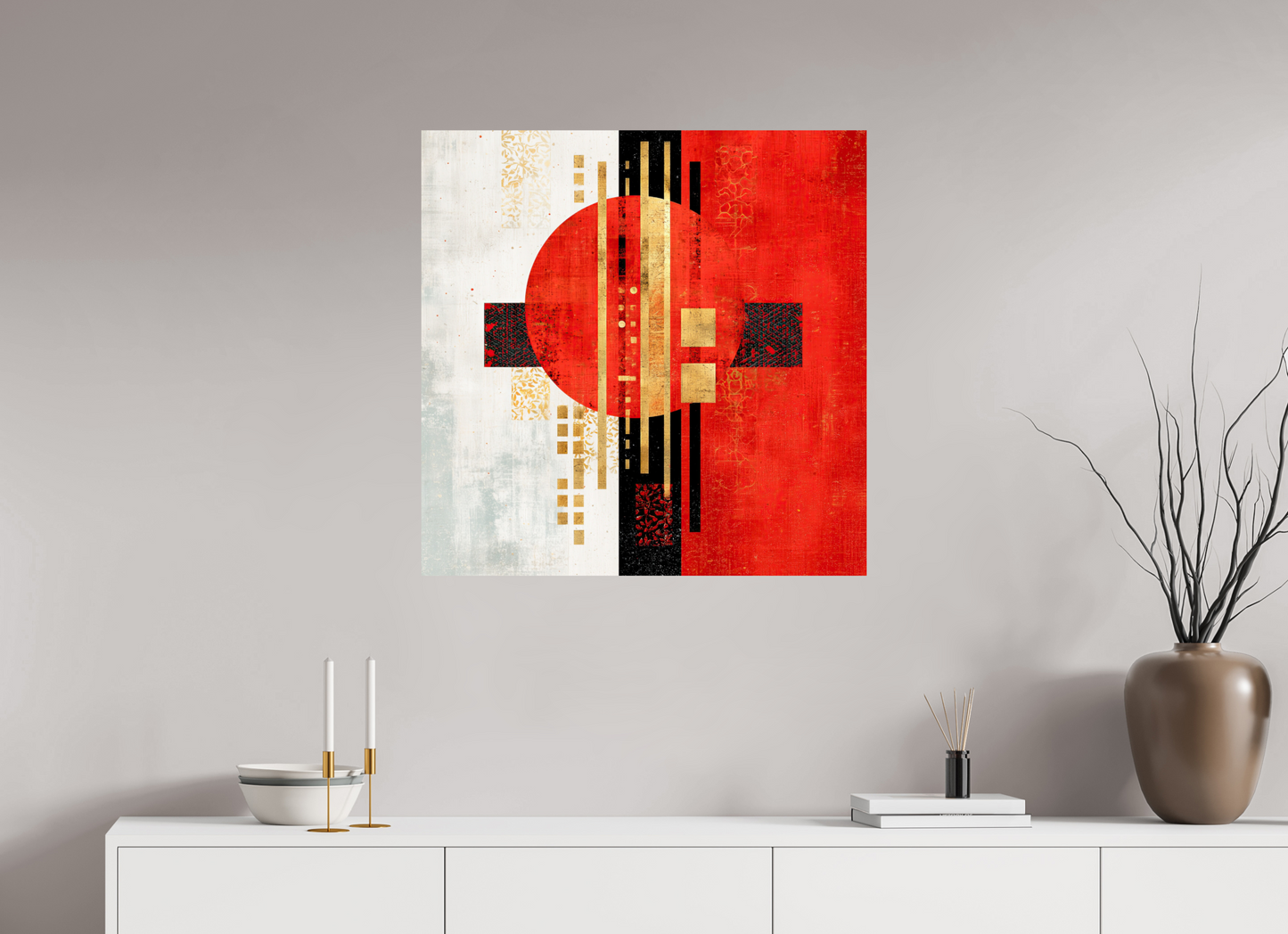 30 x 30″, Fine Art Print On Aluminum Dibond Abstract Rising Sun