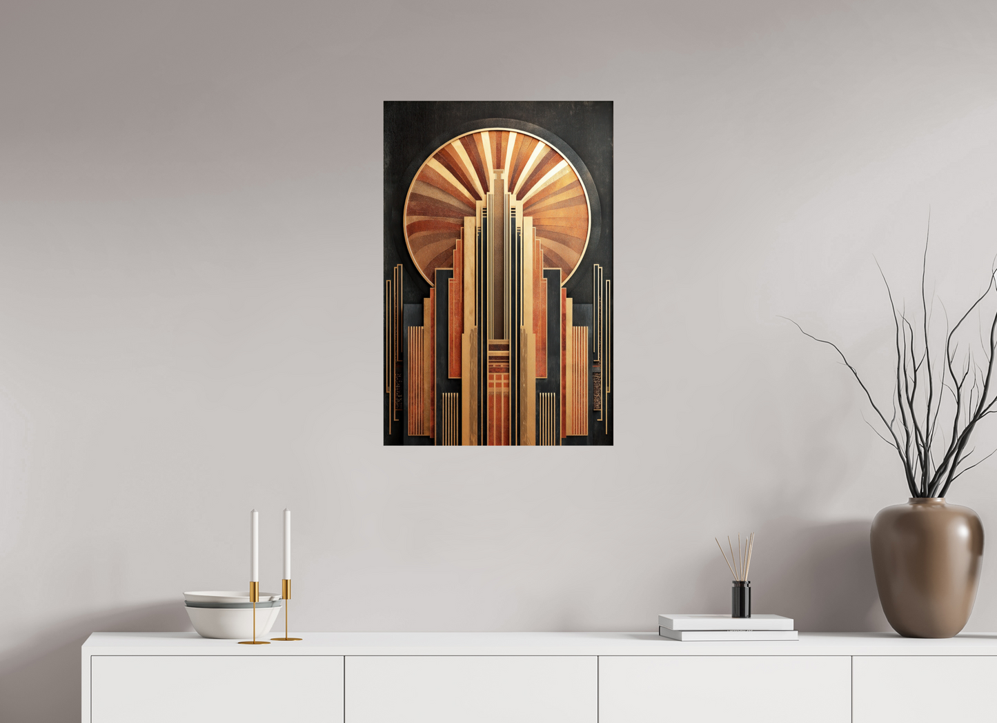 20 x 30″, Fine Art Print On Aluminum Dibond Art Deco City 1