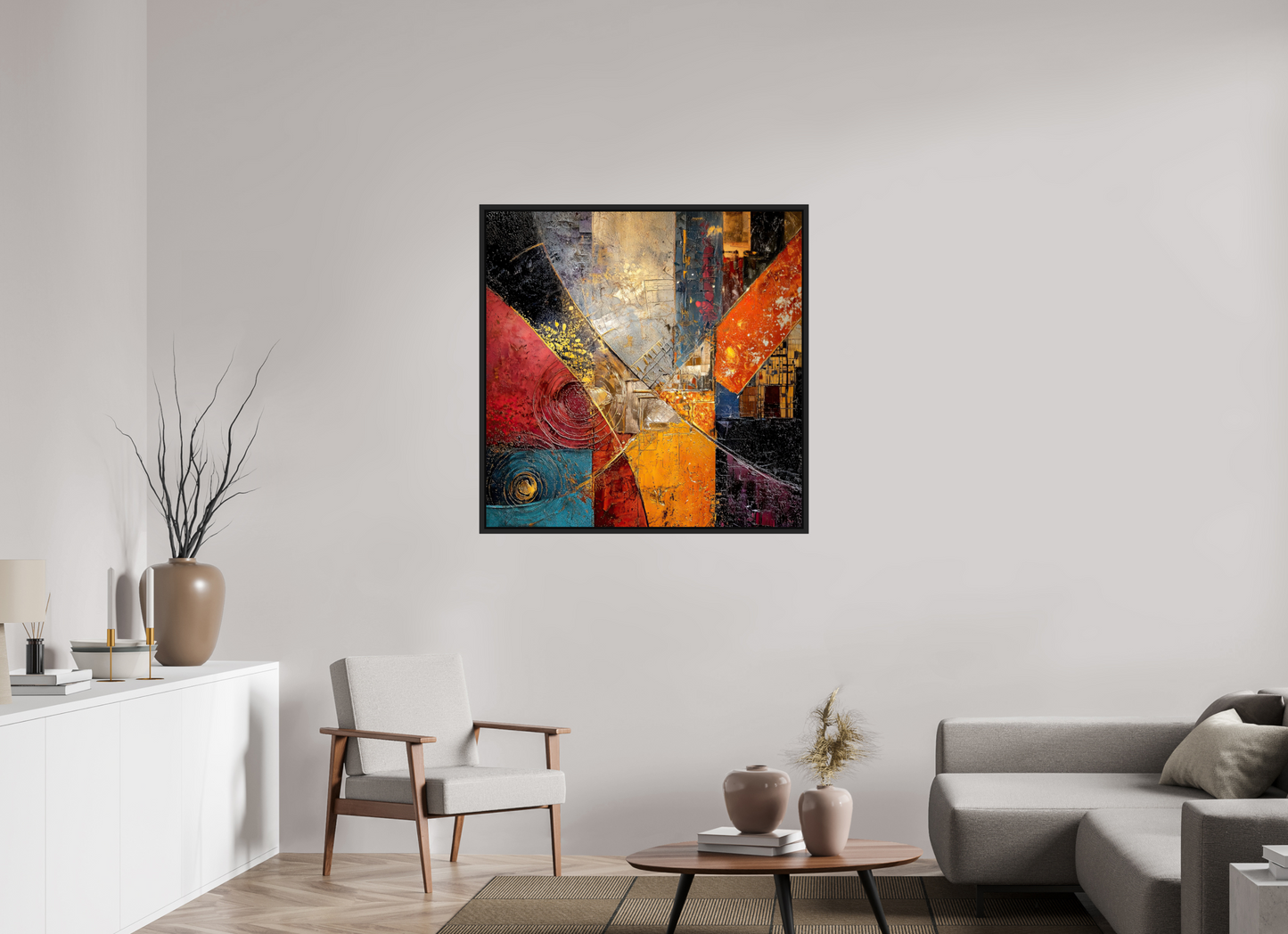 40 x 40″, Fine Art Print on Aluminum Dibond with Boarder Abstract Cracked Paint