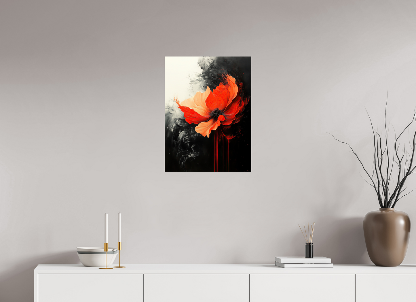 18 x 24″, Fine Art Print On Aluminum Dibond Red Flower