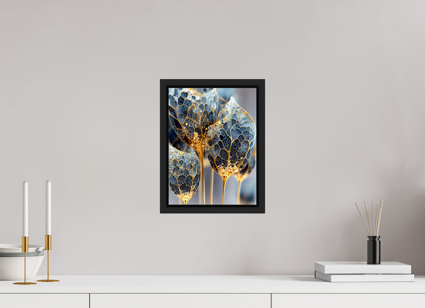 9 x 12″, Fine Art Print on Aluminum Dibond with Boarder Luxury Glass Flowers
