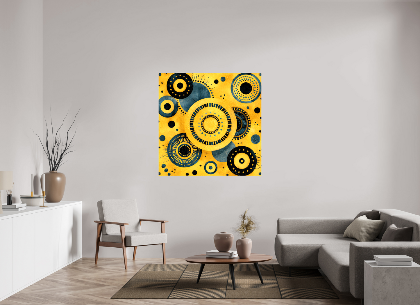 50 x 50″, Glossy Canvas Yellow & Blue