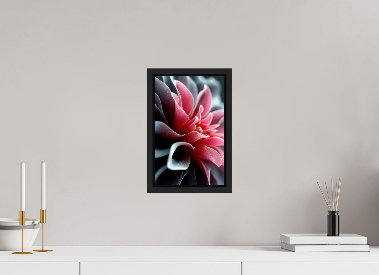 8 x 12.5″, Fine Art Print on Aluminum Dibond with Boarder Pink Flower