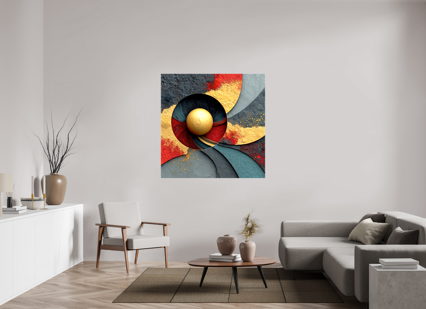 50 x 50″, Glossy Canvas Gold Ball