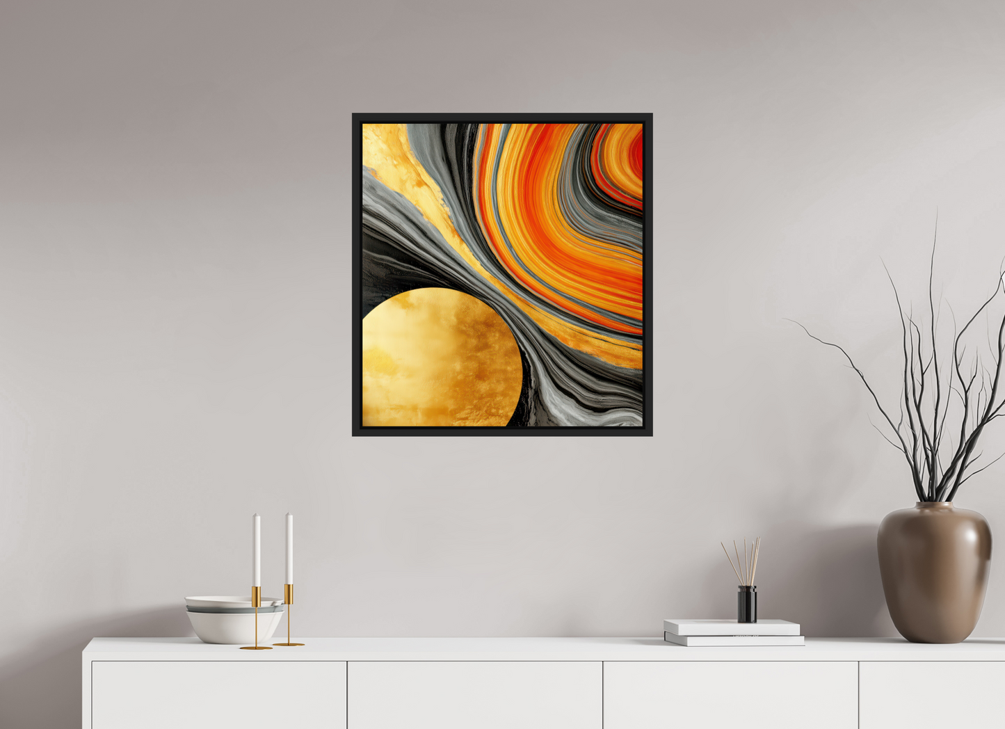24 x 25.9″, Fine Art Print on Aluminum Dibond with Boarder Abstract Gold Geode