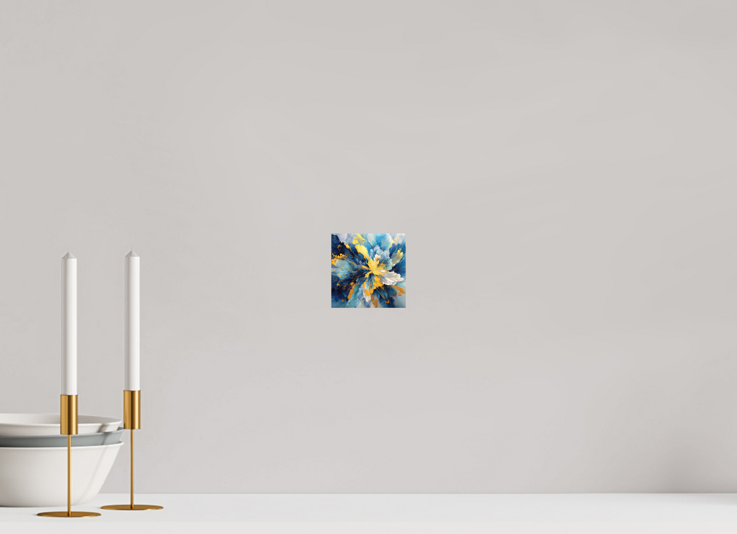 4 x 4″, Photo Print on Aluminum Backing Abstract Blue & Gold Flower