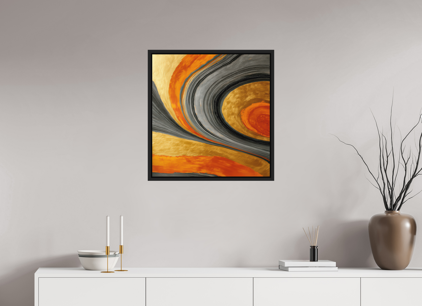 24 x 25″, Photo Print on Aluminum Backing with boarder Abstract Gold Geode 2
