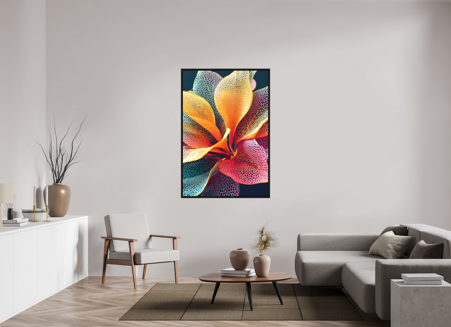 39 x 57.4″, Photo Print on Aluminum Backing with boarder Colorful Flower