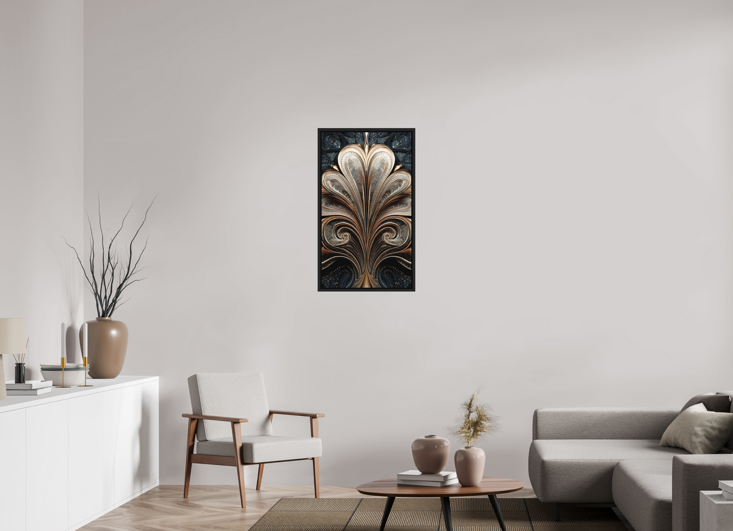 20 x 34.7″, Photo Print on Aluminum Backing with boarder Art Deco Abstract Flower 4
