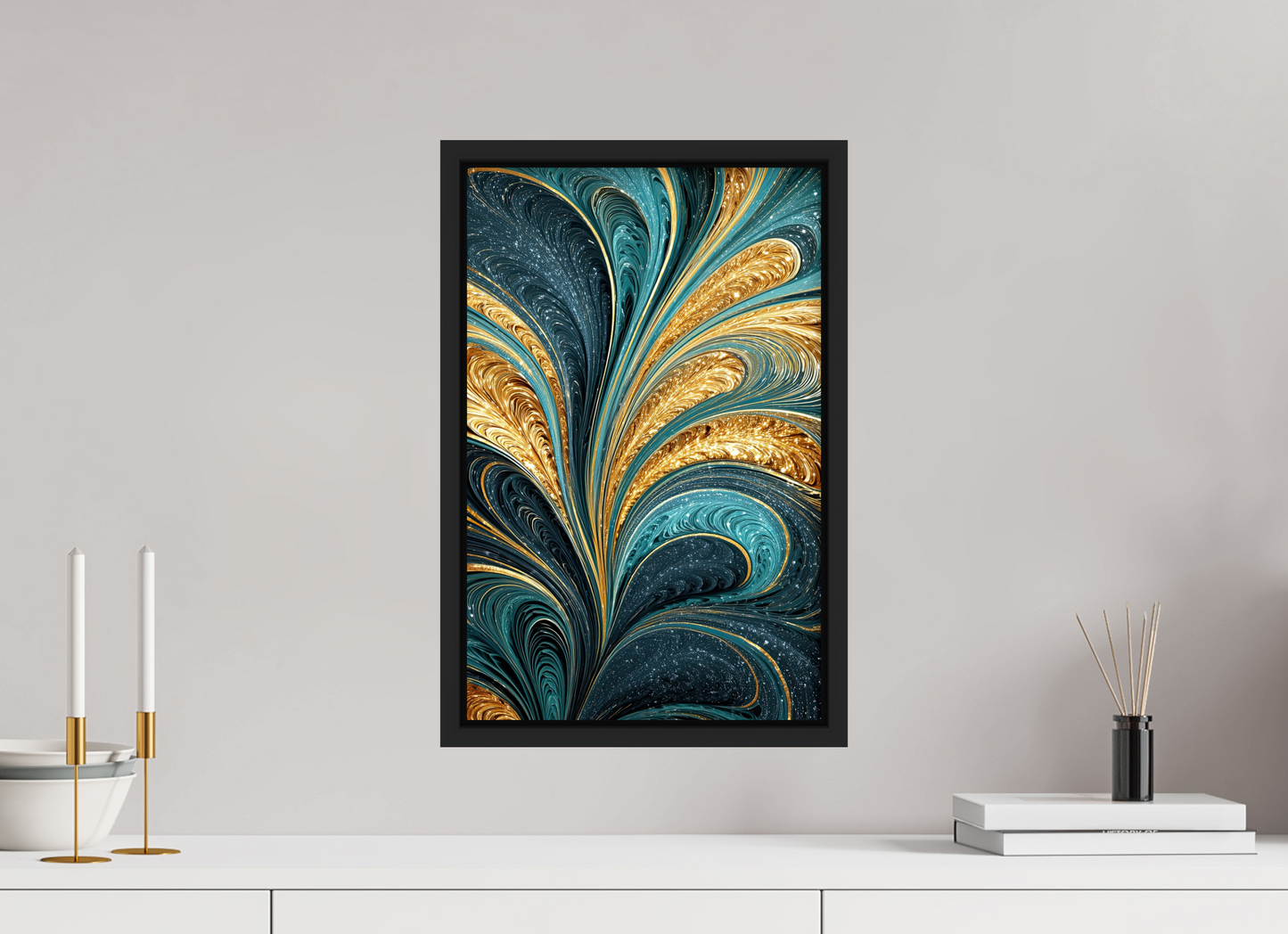 12 x 18.7″, Fine Art Print on Aluminum Dibond with Boarder Art Deco Swirl