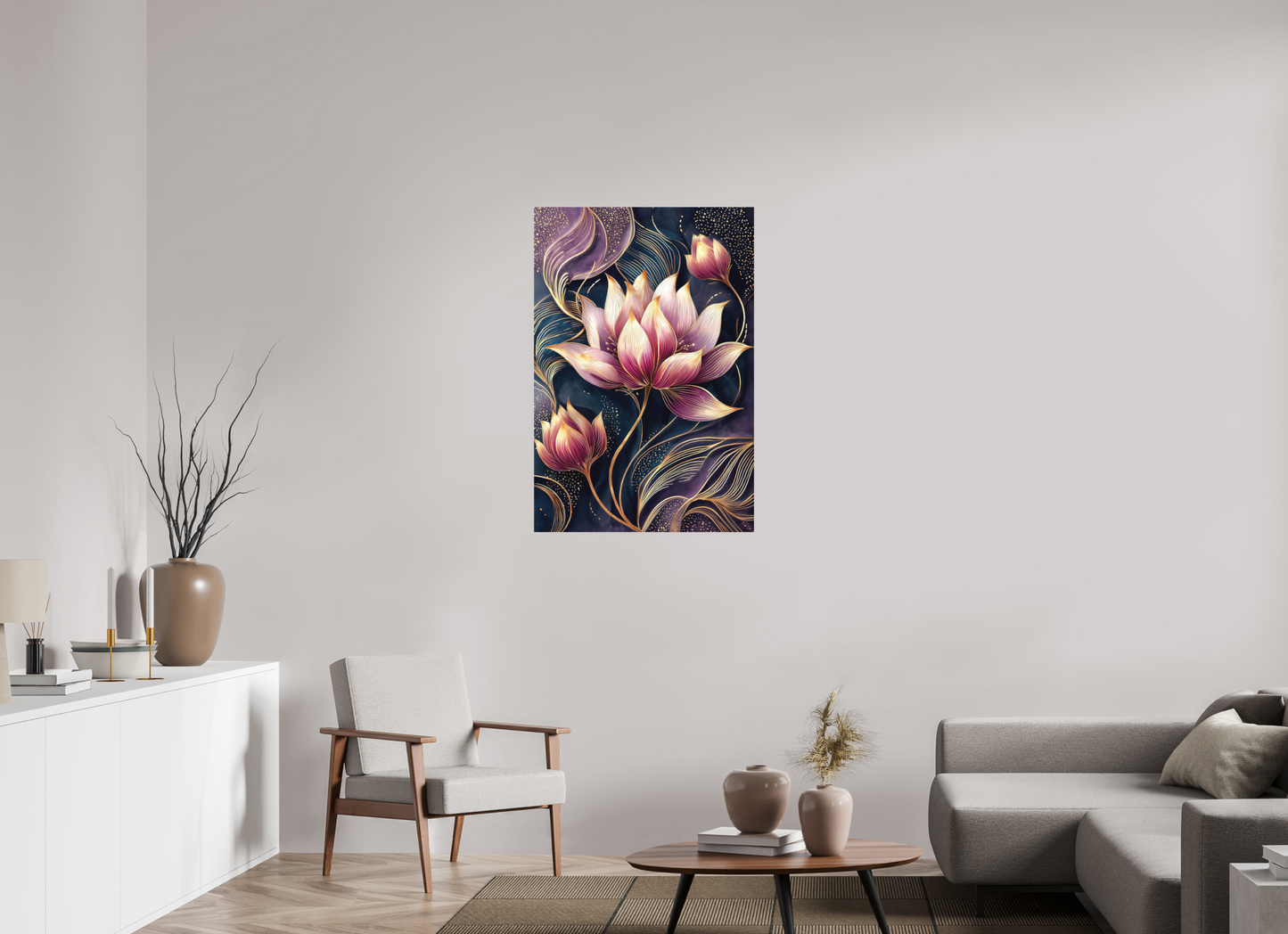 28 x 41.4″, Photo Print on Aluminum Backing Art Deco Purple Lotus
