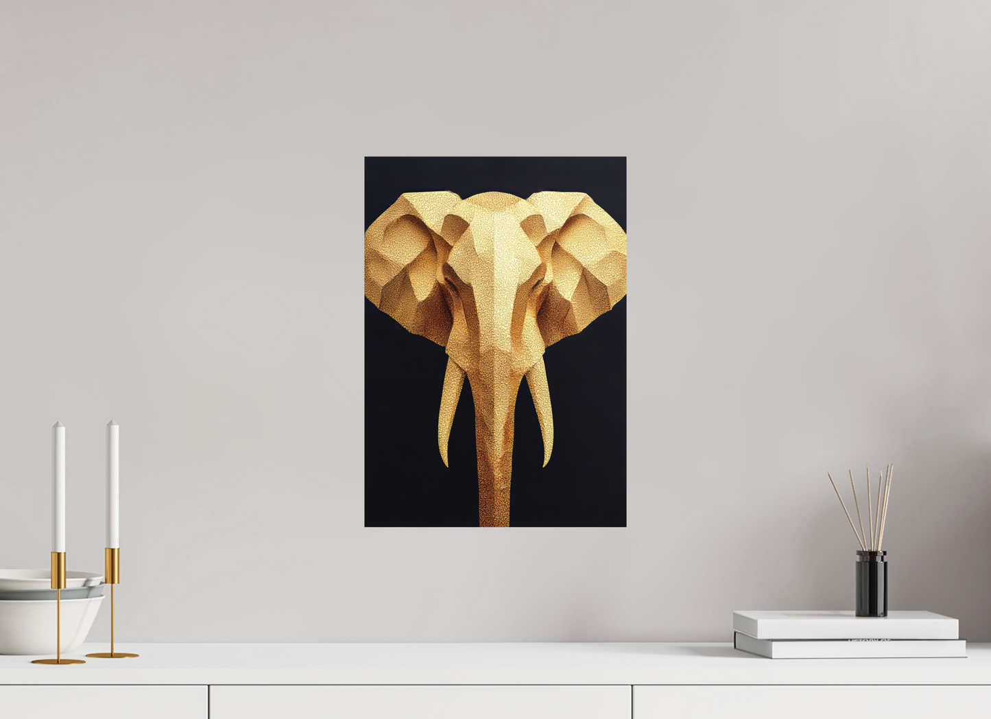 ISO A3 (29,7 x 42 cm), Photo Print on Aluminum Backing Gold Elephant