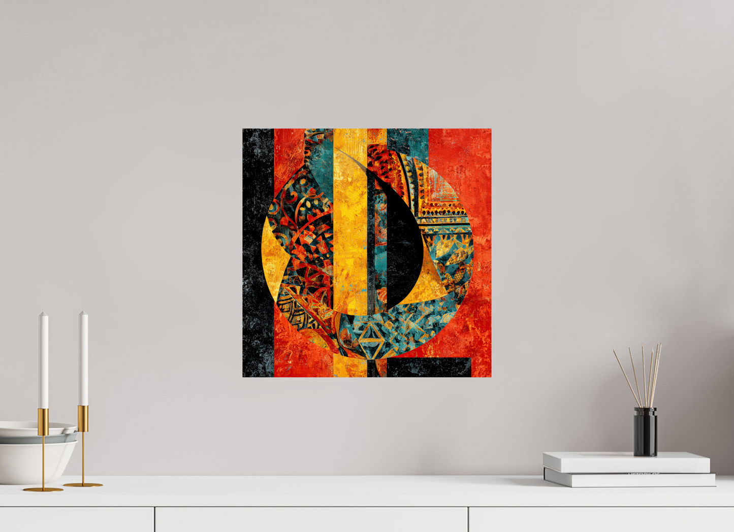 15 x 15″, Fine Art Print On Aluminum Dibond Tribal Circle 2