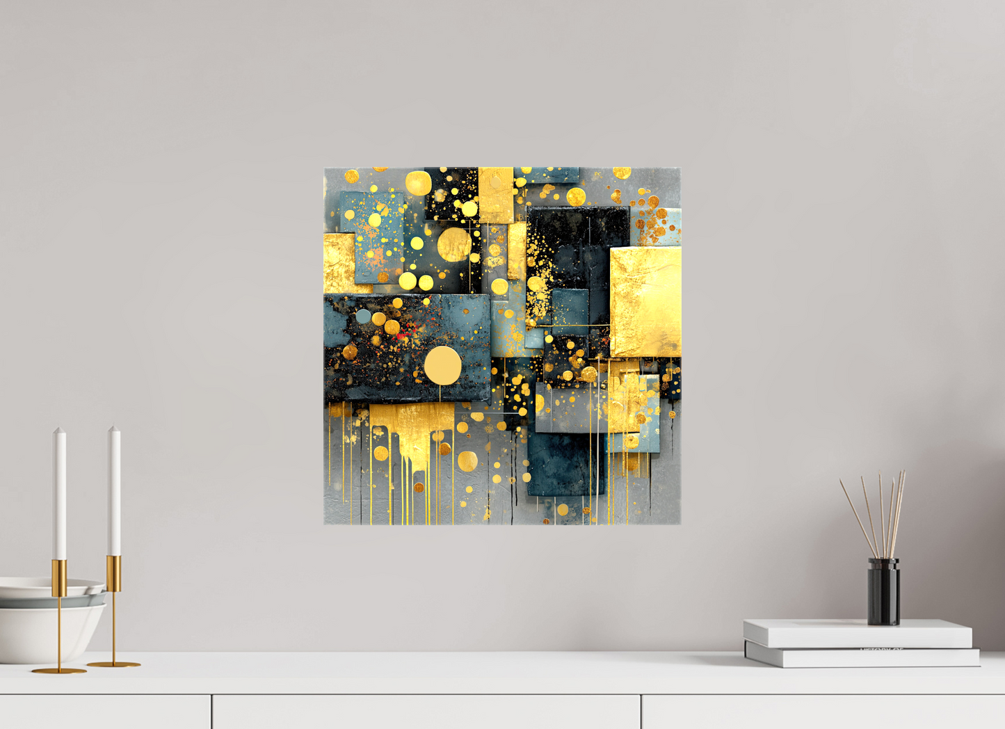 15 x 15″, Glossy Canvas Abstract Gold