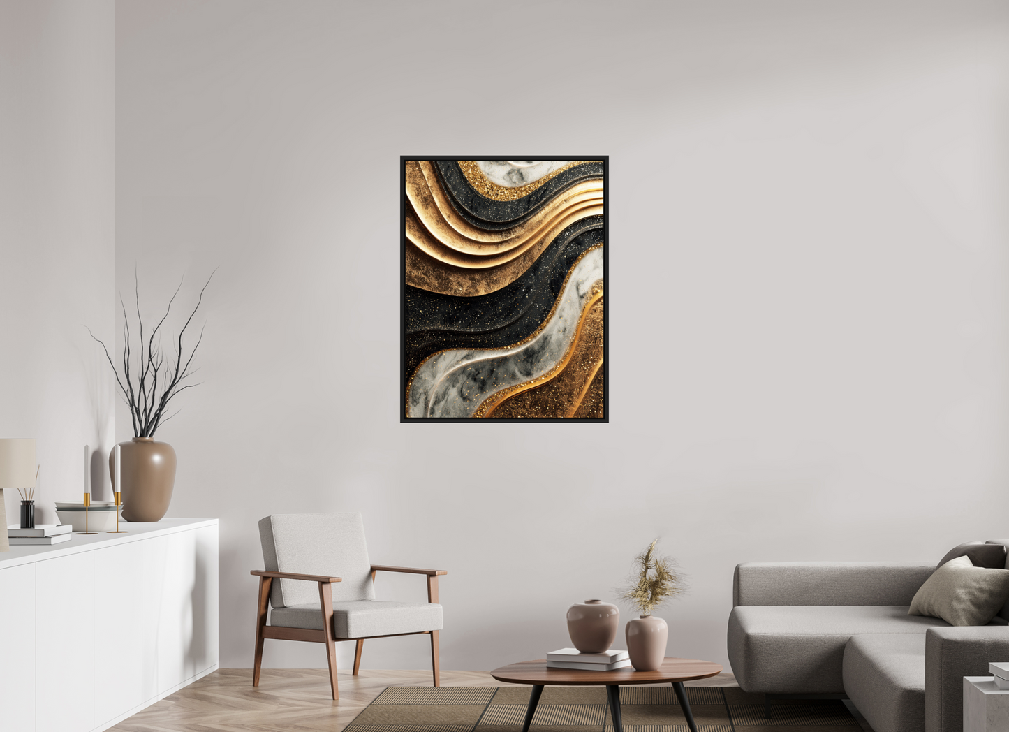 32 x 41.5″, Fine Art Print on Aluminum Dibond with Boarder Gold Marble Swirl