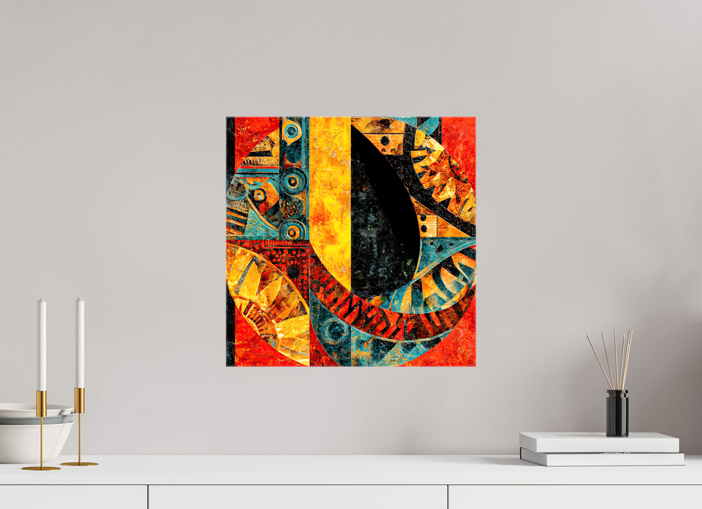 15 x 15″, Glossy Canvas Tribal Circle 1