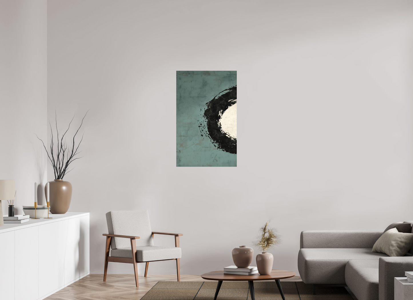 24 x 38″, Photo Print on Aluminum Backing Abstract Paint Brush Circle Left