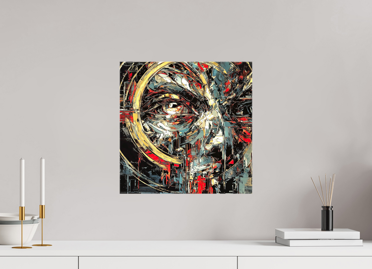 15 x 15″, Glossy Canvas Abstract Male Eye
