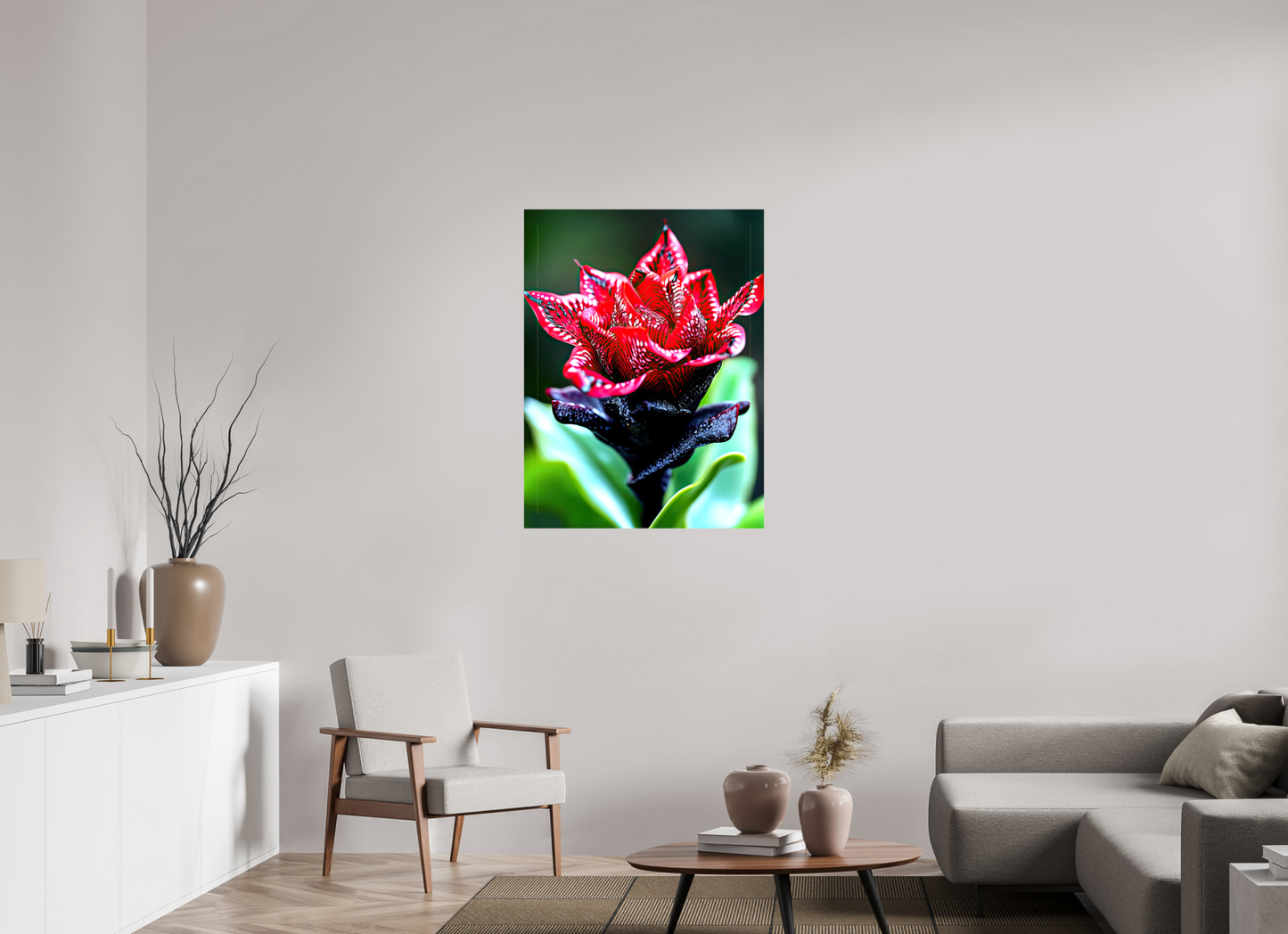30 x 40″, Glossy Canvas Red Zebra Flower