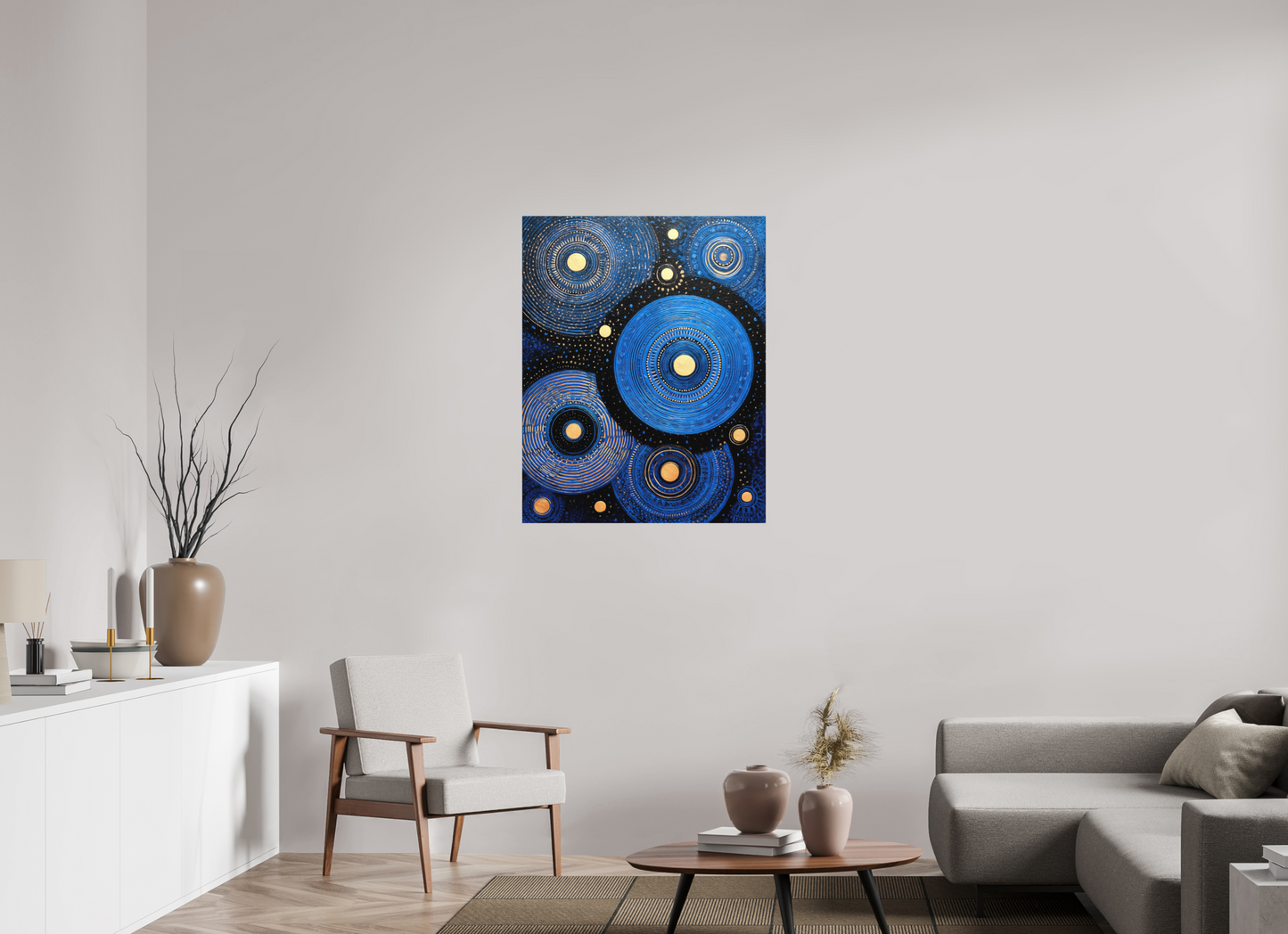 31 x 39.1″, Photo Print on Aluminum Backing Blue Circles