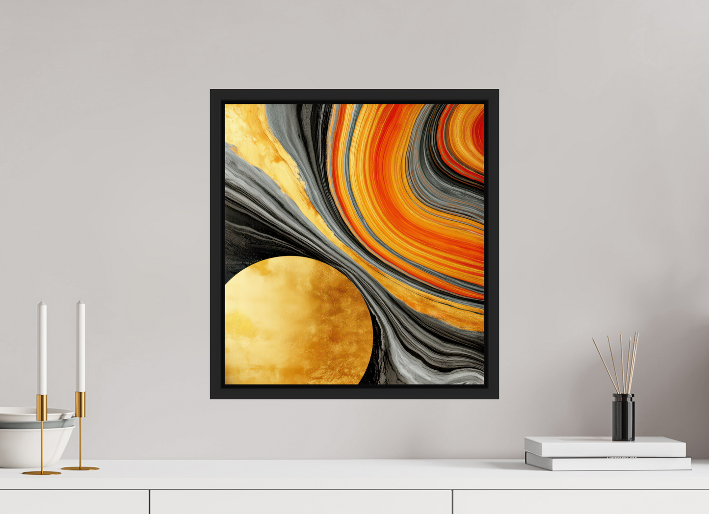 16 x 17.3″, Fine Art Print on Aluminum Dibond with Boarder Abstract Gold Geode