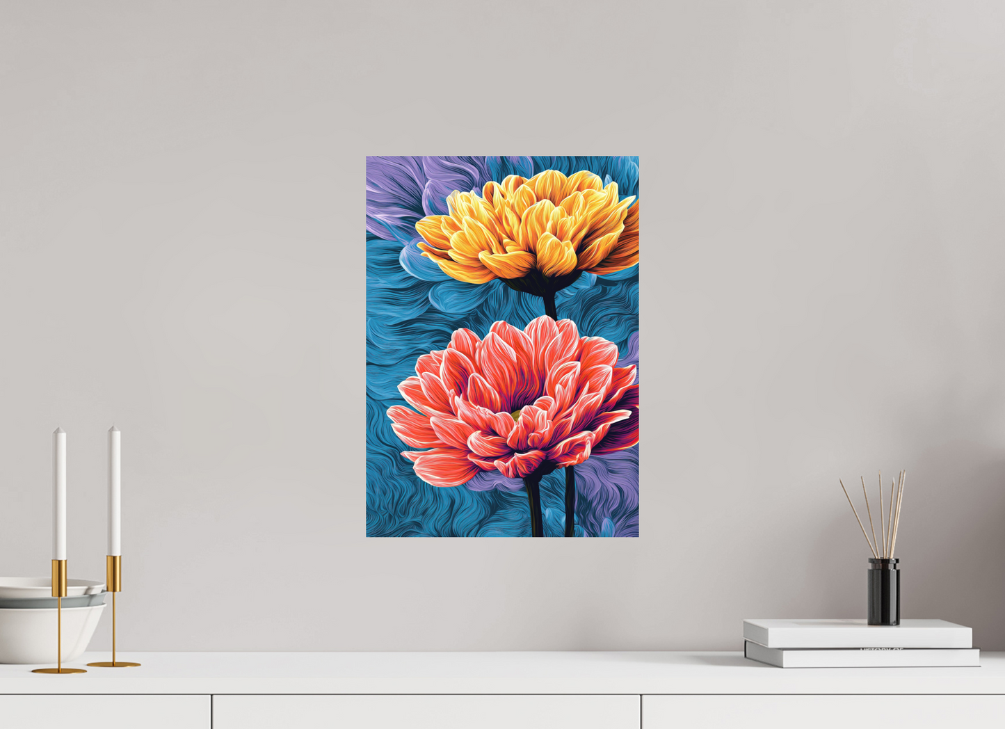 12 x 16.8″, Photo Print on Aluminum Backing Warm Flowers