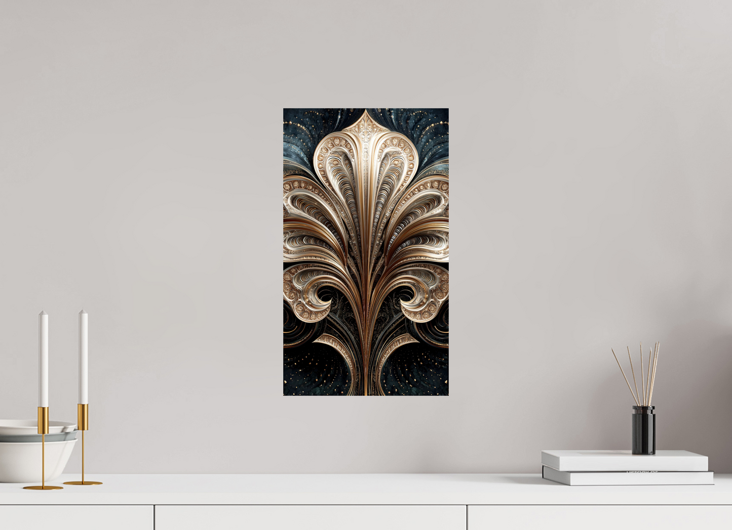 10 x 17.4″, Fine Art Print On Aluminum Dibond Art Deco Abstract Flower 1