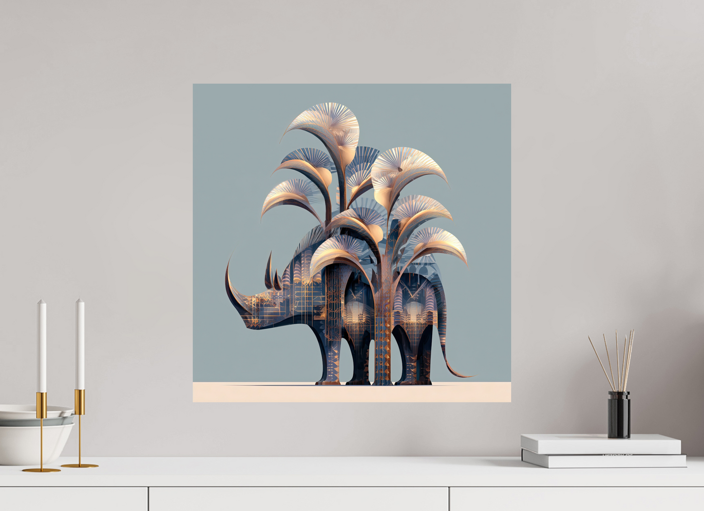 20 x 20″, Fine Art Print On Aluminum Dibond Abstract Rhino